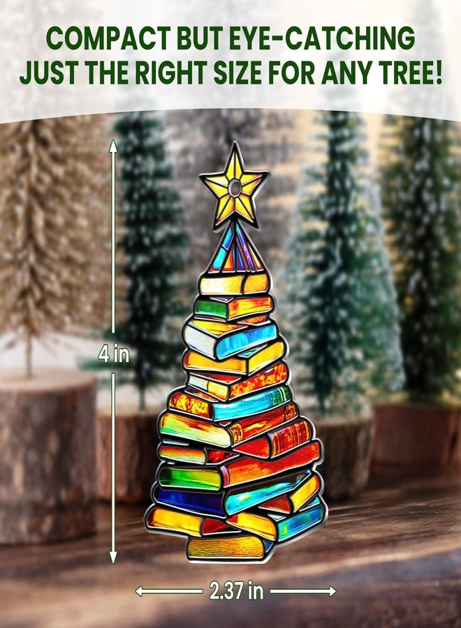 FLAGWIX Christmas Book Lovers Gifts for Women Men - Metal Christmas Ornaments 2025 for Tree Decorations - Reading Nerd Librarian Bookish Gifts for Book Lovers, Bookworm Gift for Friend Family - Image 3